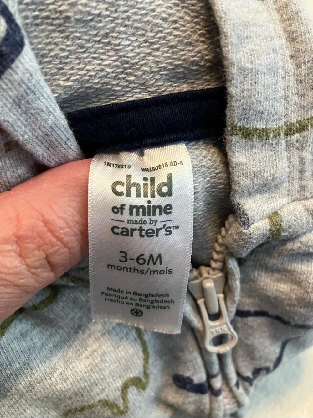 Baby 3-Piece Dino Hoodie Set with Navy Stripe Bodysuit